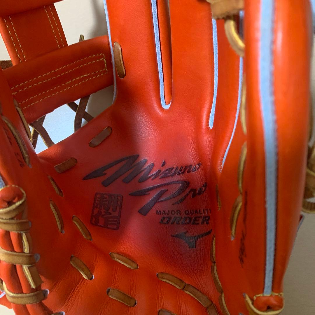 最最最終値下げ！！ミズノプロ　 軟式グローブ オレンジ　耕作印入り