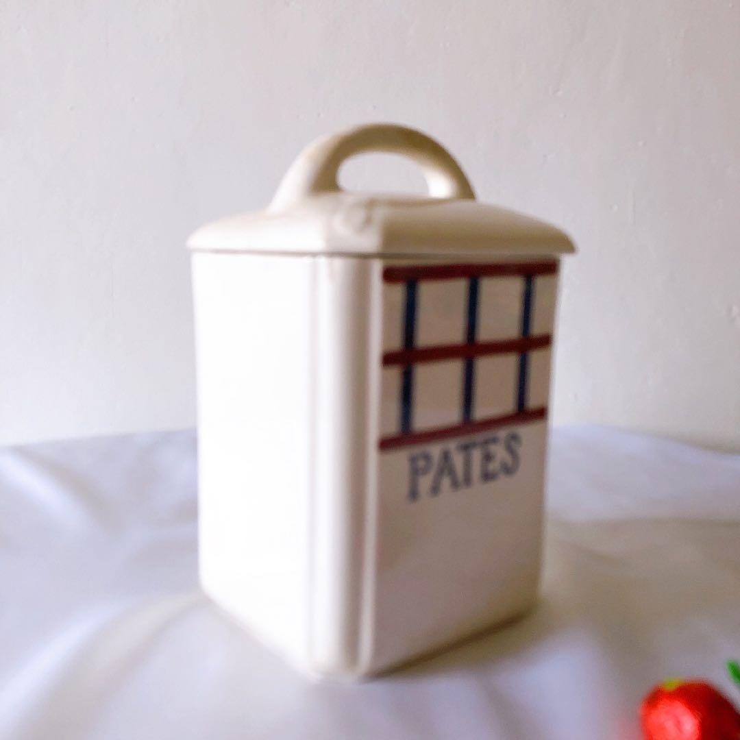 HBCM ベアン クレイユエモントロー バスク柄陶器キャニスタ アンティーク