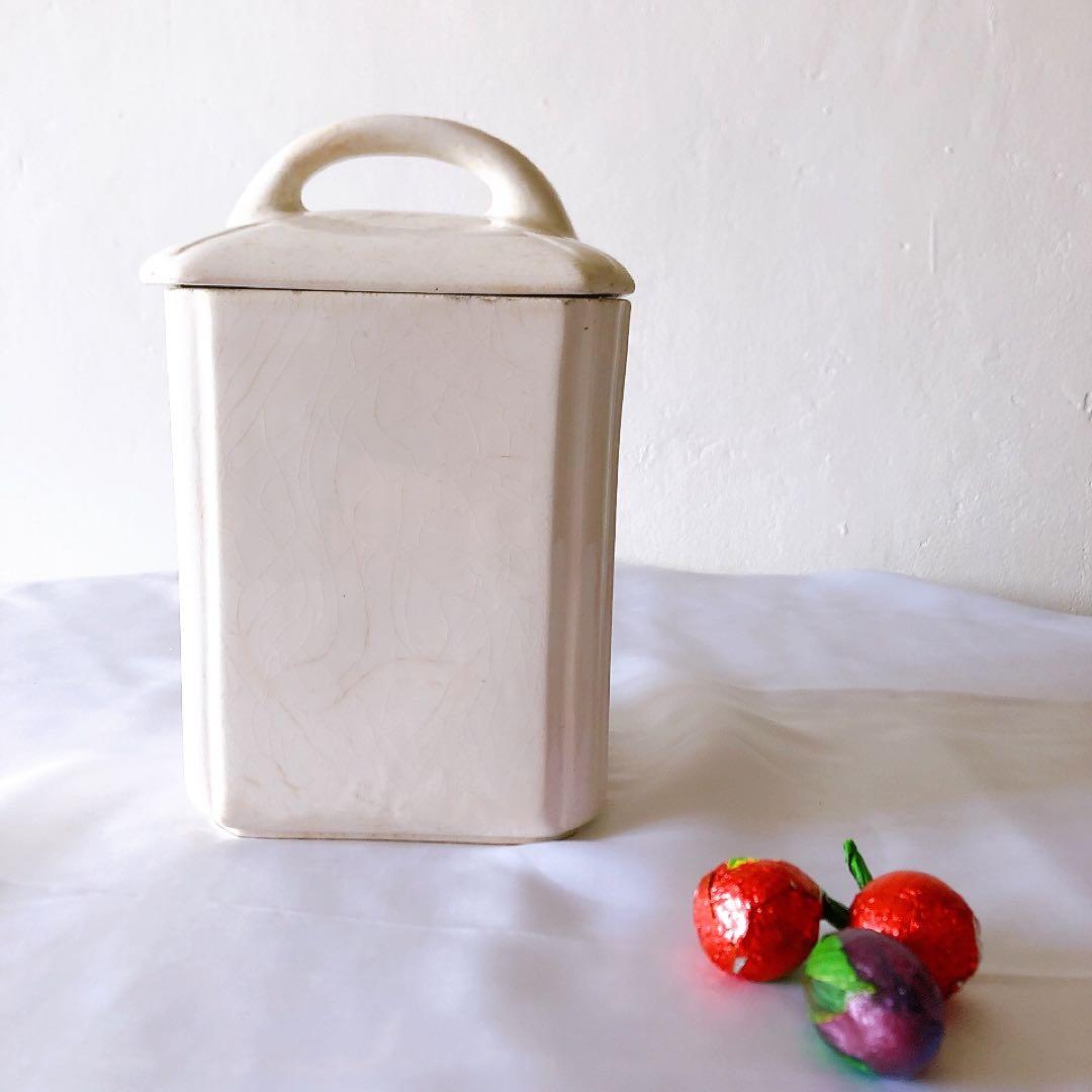 HBCM ベアン クレイユエモントロー バスク柄陶器キャニスタ アンティーク