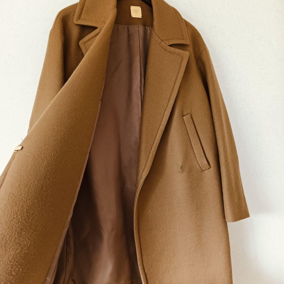 ミューズ ドゥーズィエムクラス メルトンウール ロングコート キャメル