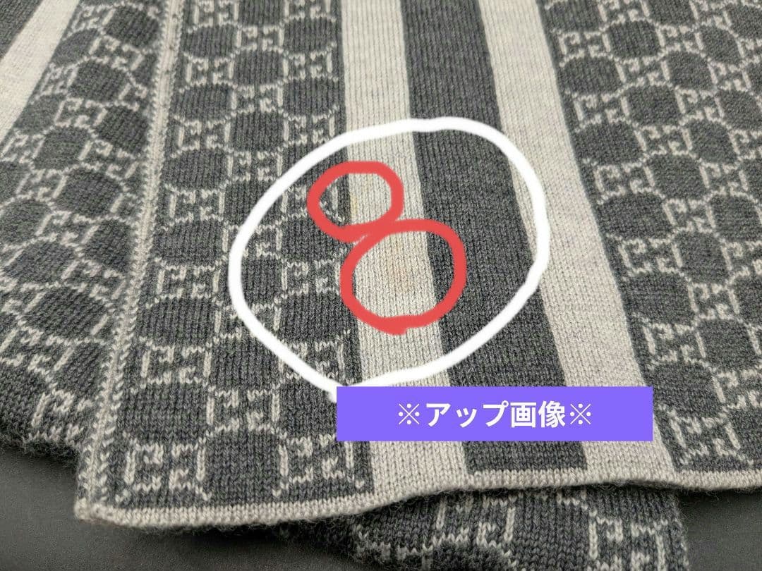 GUCCI グッチマフラー ウール グレイ 総柄 メンズ GGマーク