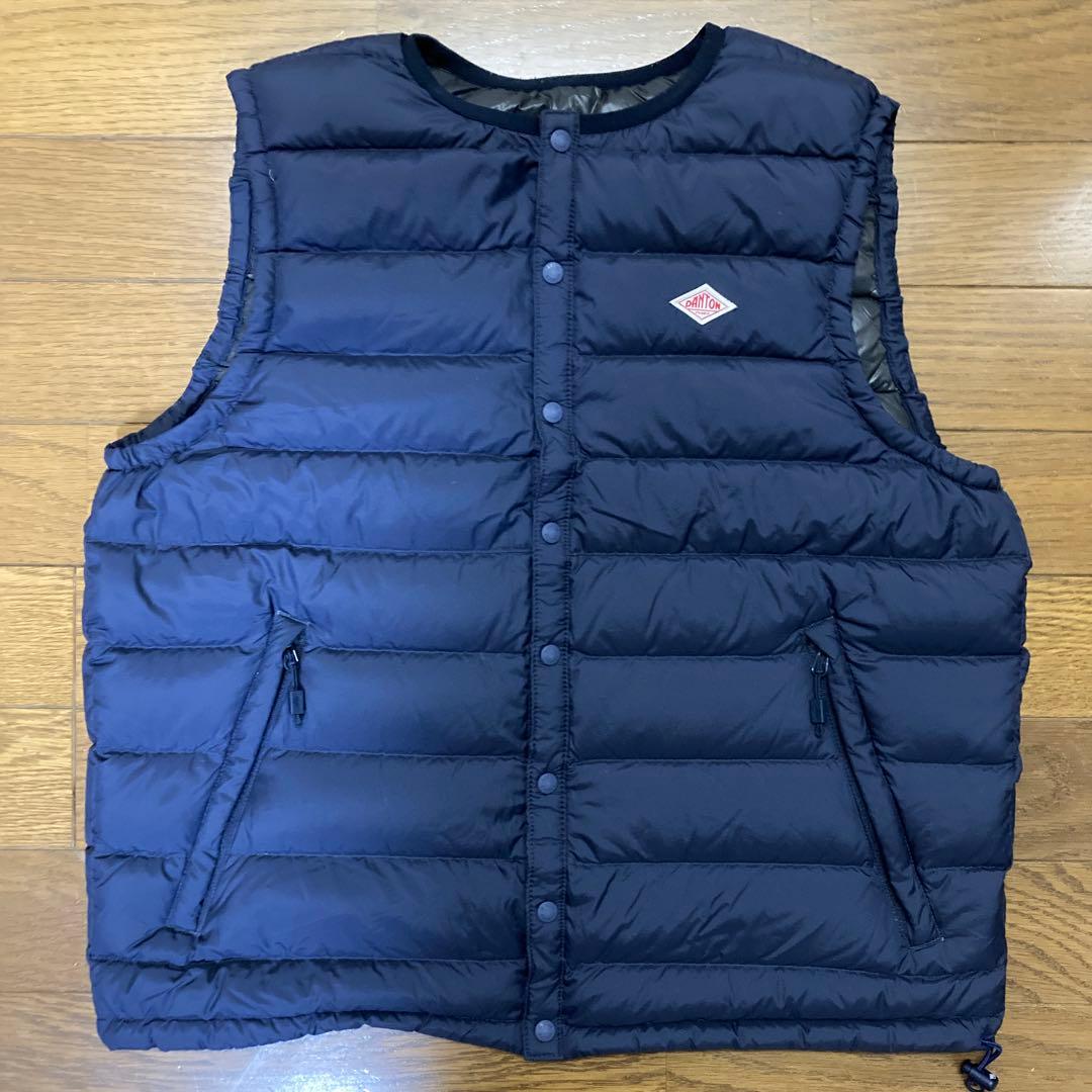 美品収納袋付きDANTON インナーダウン ベスト レディース クルーネック