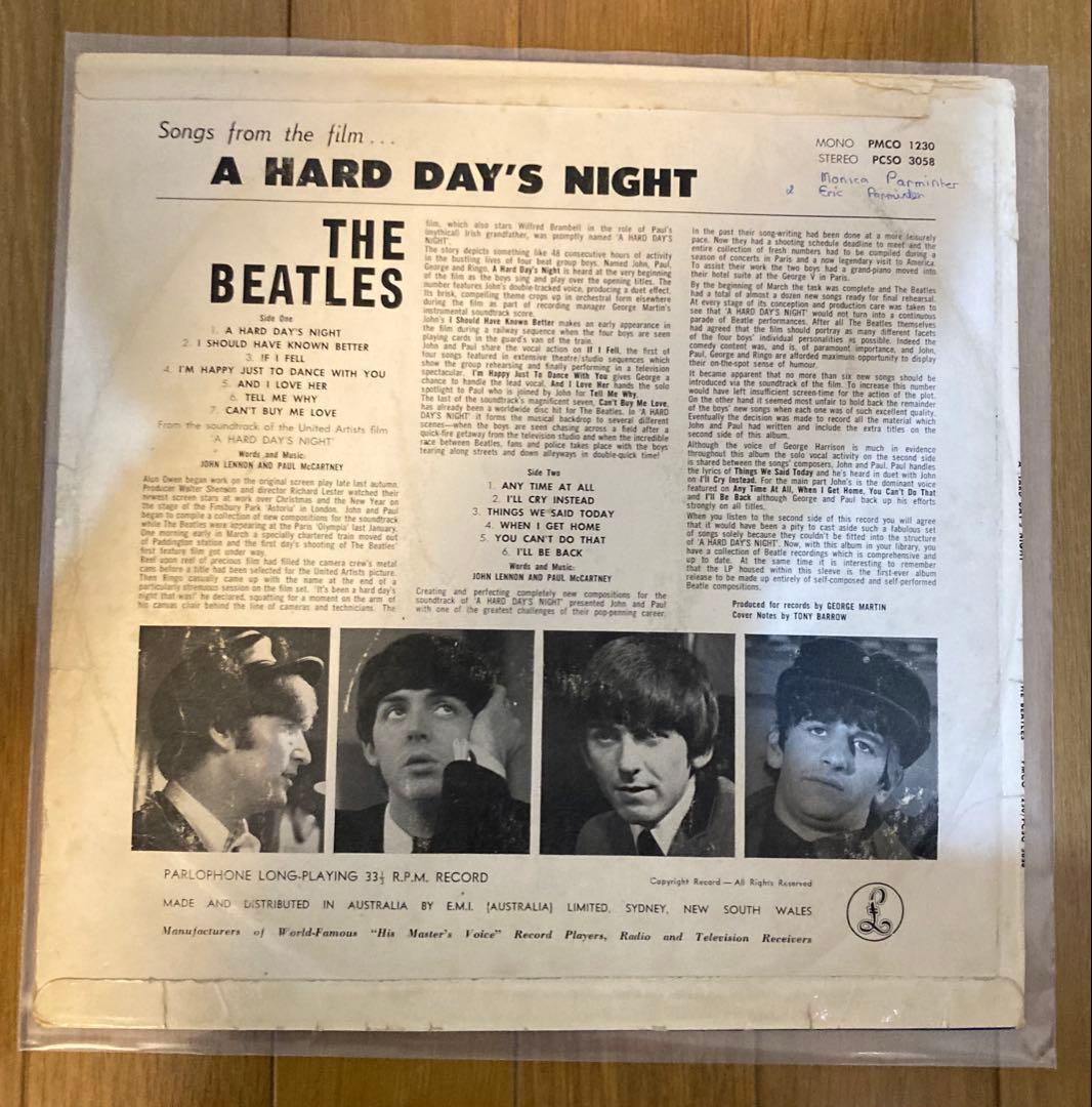 稀少オーストラリアオリジナルハードデイズナイトBeatlesビートルズレコード