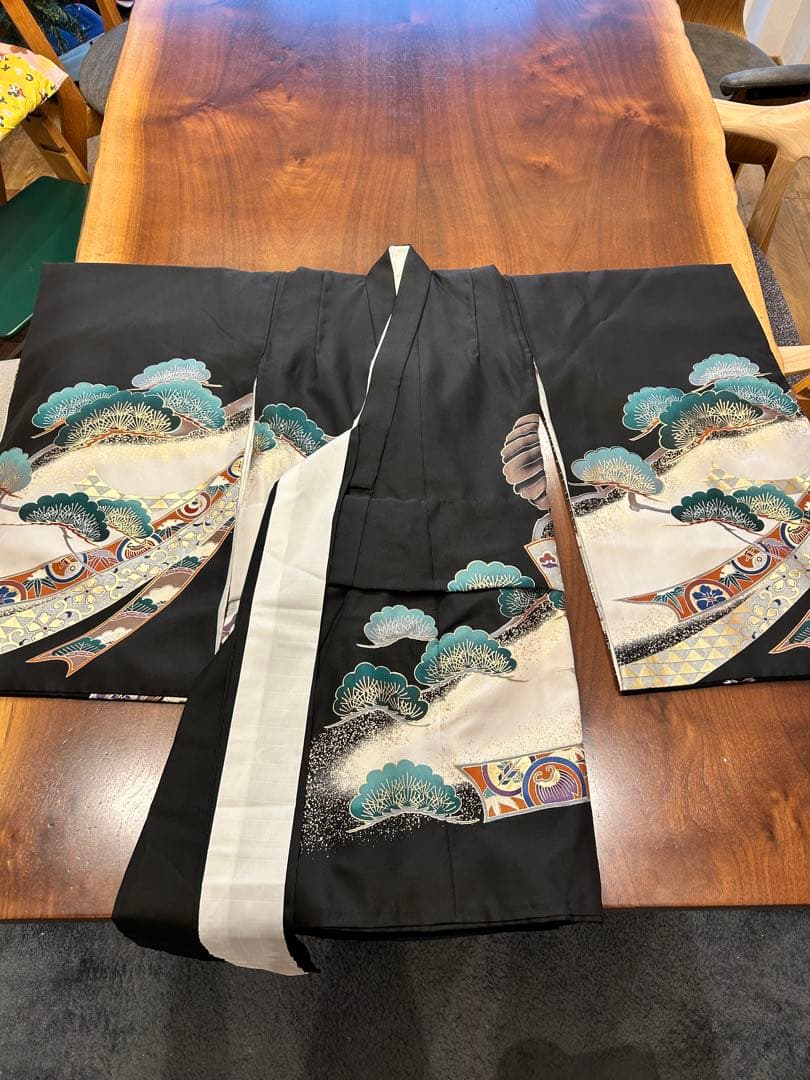 正絹お着物セット♡七五三　3歳　男の子　セット　一式　黒系　総絞り