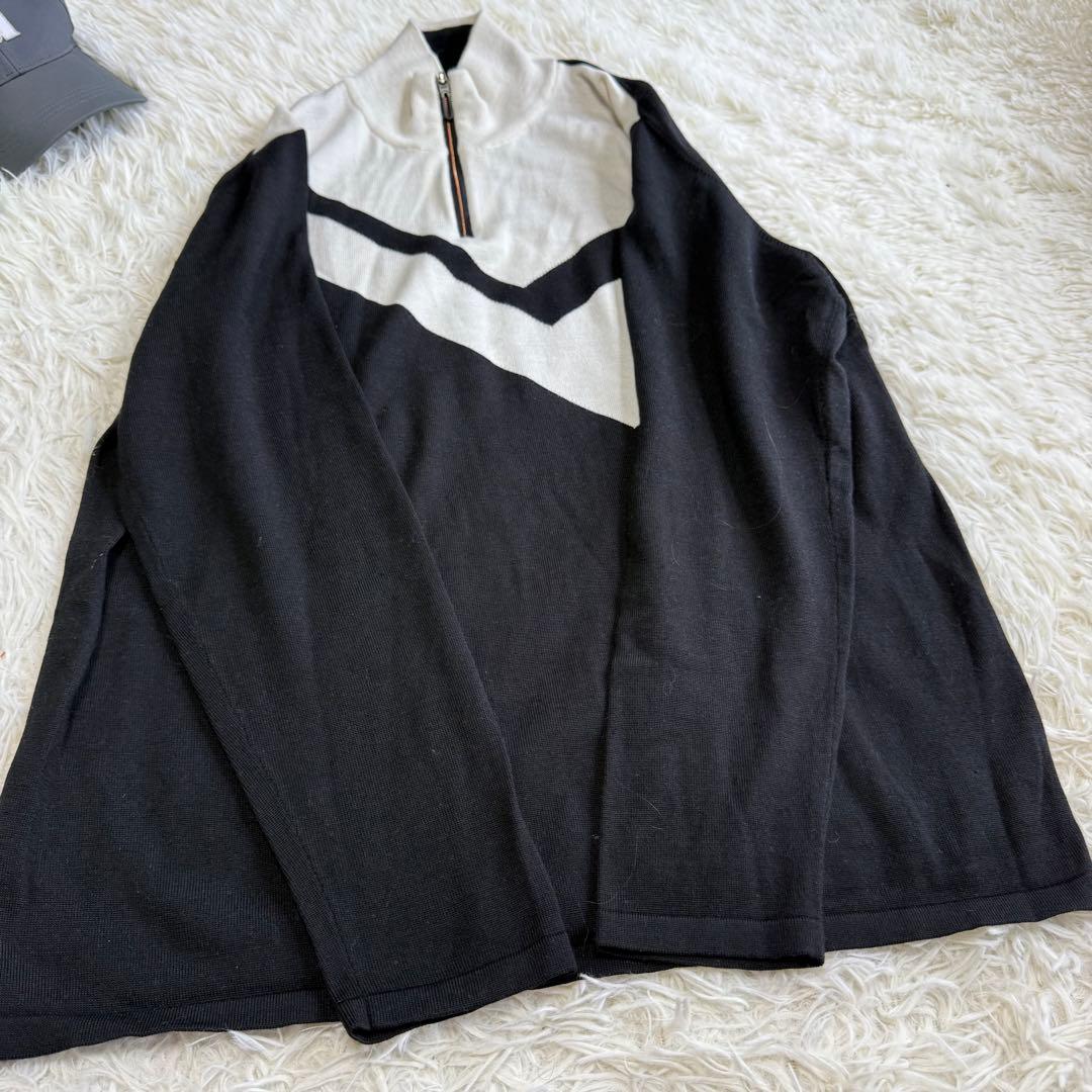 【デサントゴルフ】美品 ハーフジップ ニット ブラック XXLサイズ メンズ