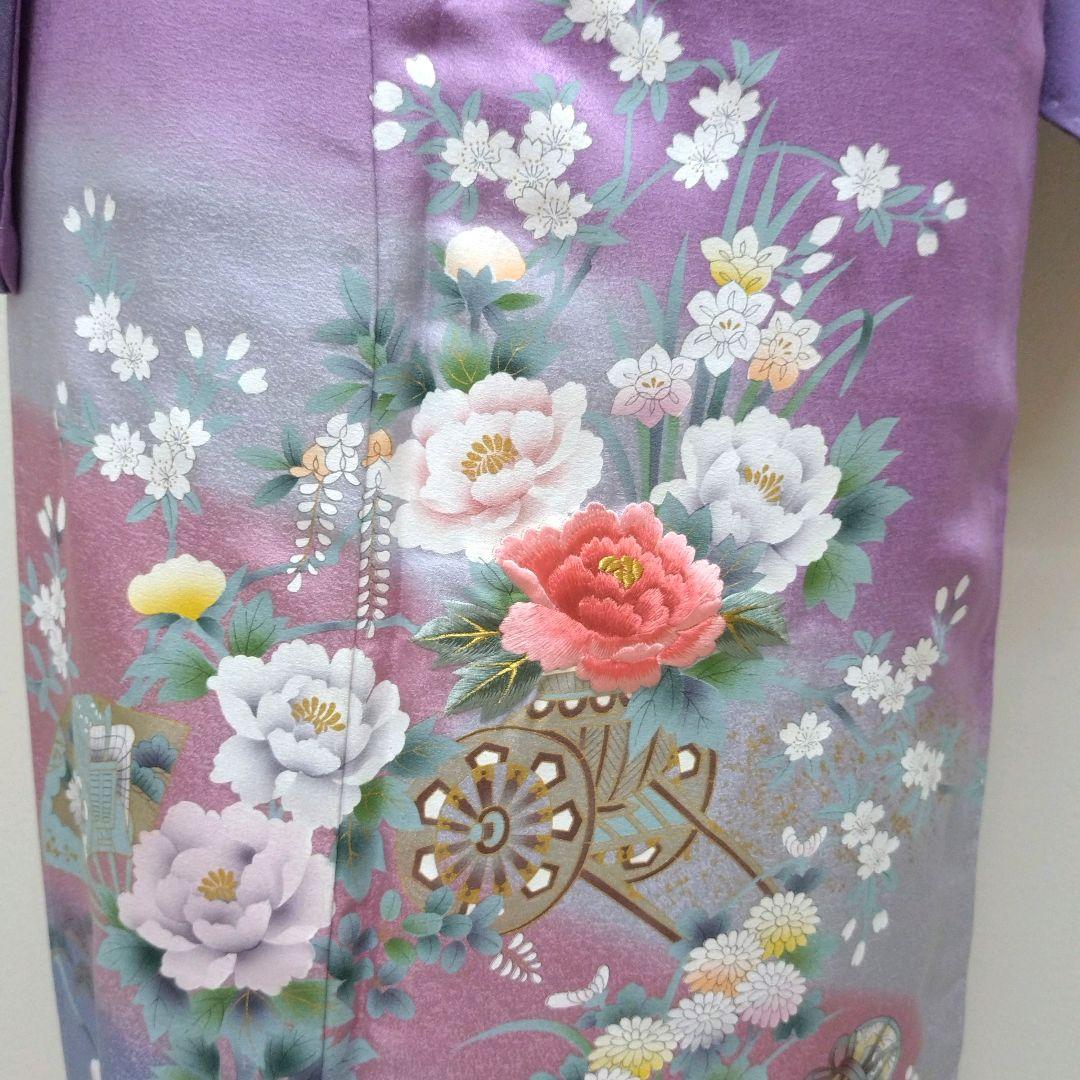 933　半額セール　正絹　未使用・高島屋誂え　紫系　高級訪問着　4点フルセット