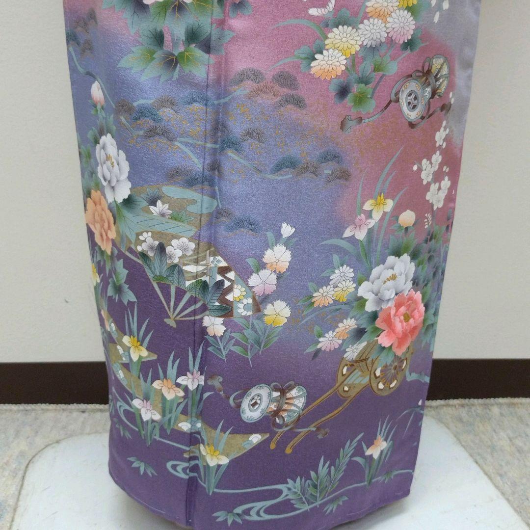 933　半額セール　正絹　未使用・高島屋誂え　紫系　高級訪問着　4点フルセット