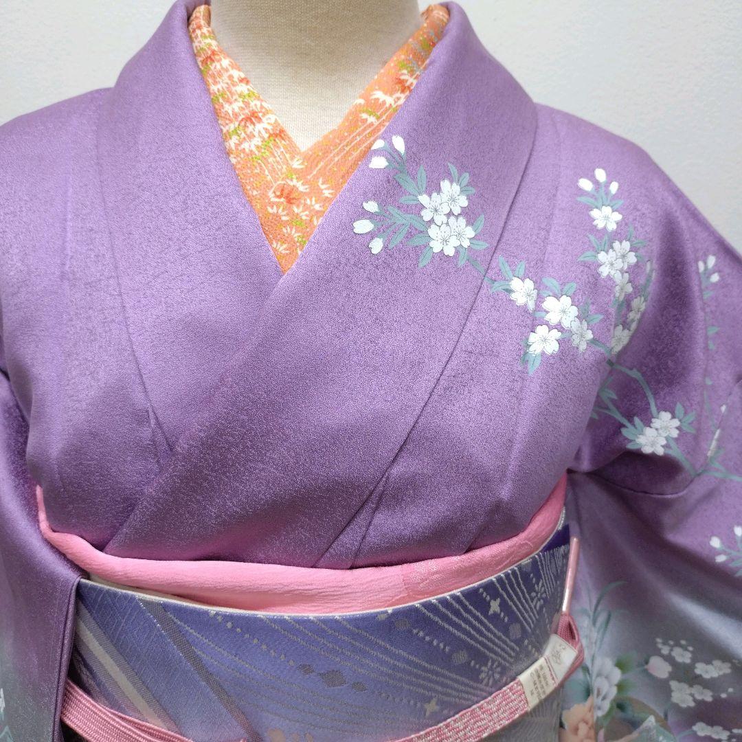 933　半額セール　正絹　未使用・高島屋誂え　紫系　高級訪問着　4点フルセット