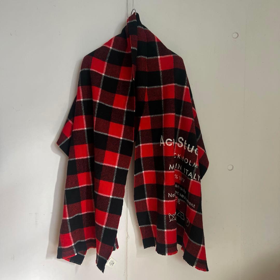 美品　Acne Studio チェック柄　ブランケット　レッド