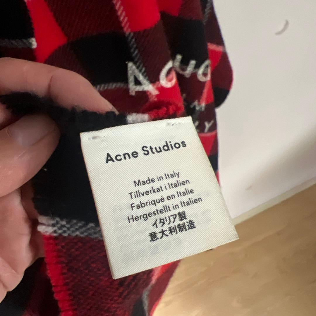 美品　Acne Studio チェック柄　ブランケット　レッド