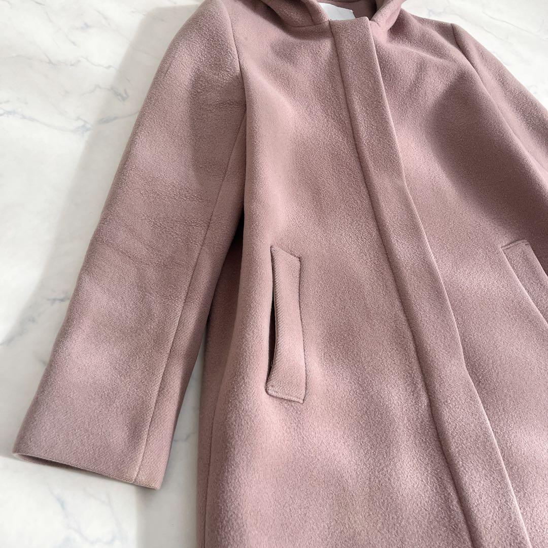 ANAYI アナイ ダブルビーバーフードコート スモークピンク フーデッドコート