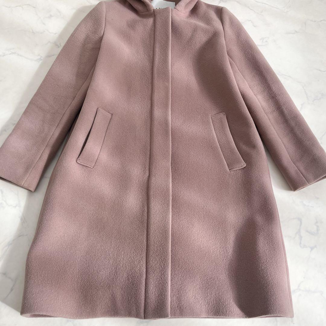 ANAYI アナイ ダブルビーバーフードコート スモークピンク フーデッドコート