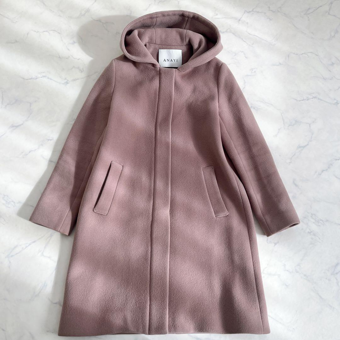 ANAYI アナイ ダブルビーバーフードコート スモークピンク フーデッドコート