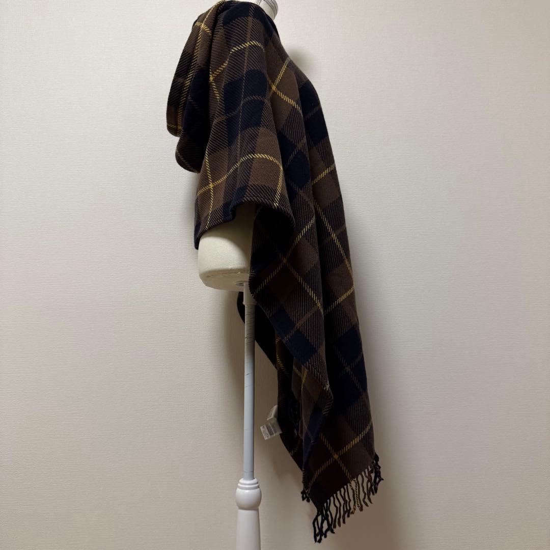 バーバリーブルーレーベル　ポンチョ　フード付き　ホースロゴ　レザーベルト　茶　M