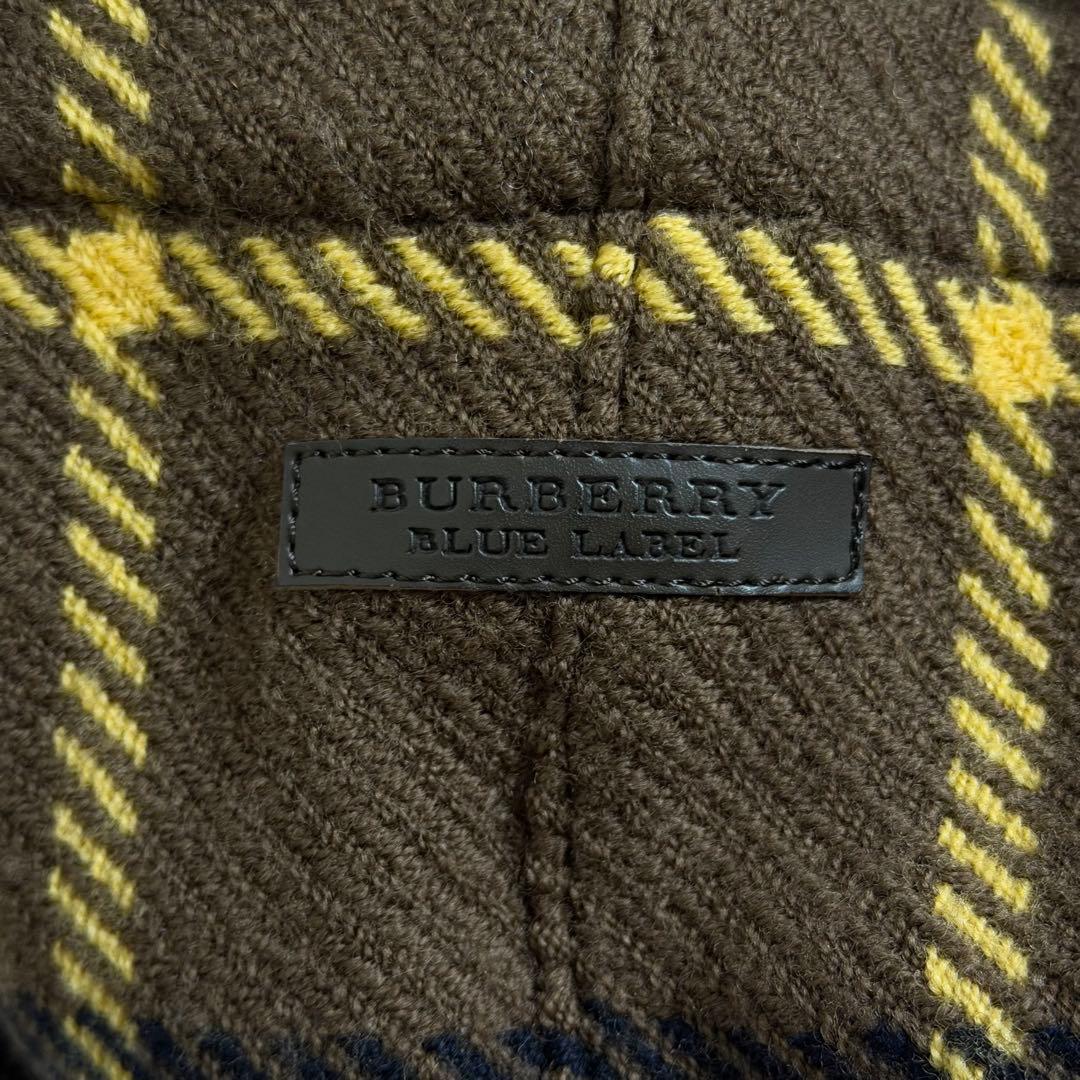 バーバリーブルーレーベル　ポンチョ　フード付き　ホースロゴ　レザーベルト　茶　M