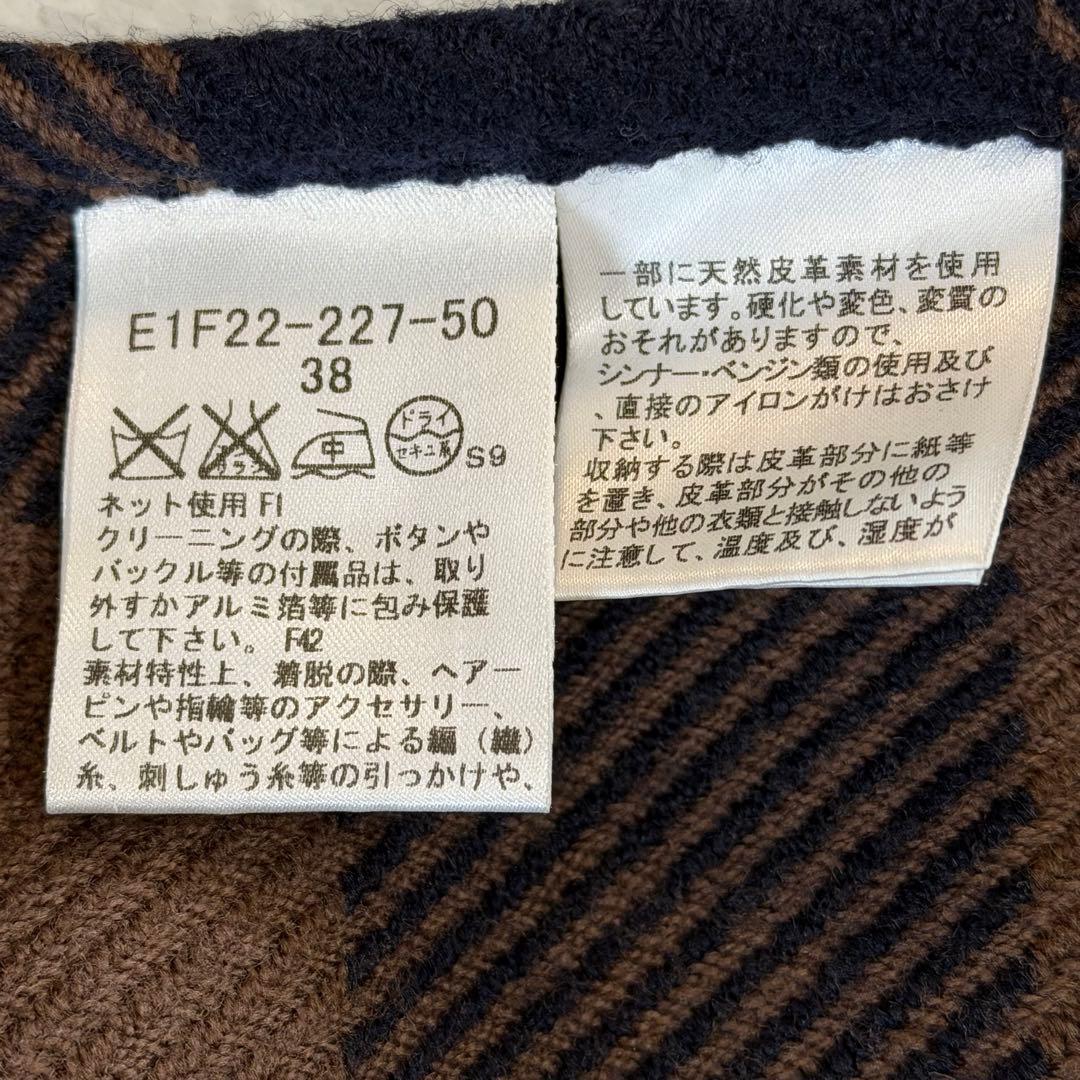 バーバリーブルーレーベル　ポンチョ　フード付き　ホースロゴ　レザーベルト　茶　M