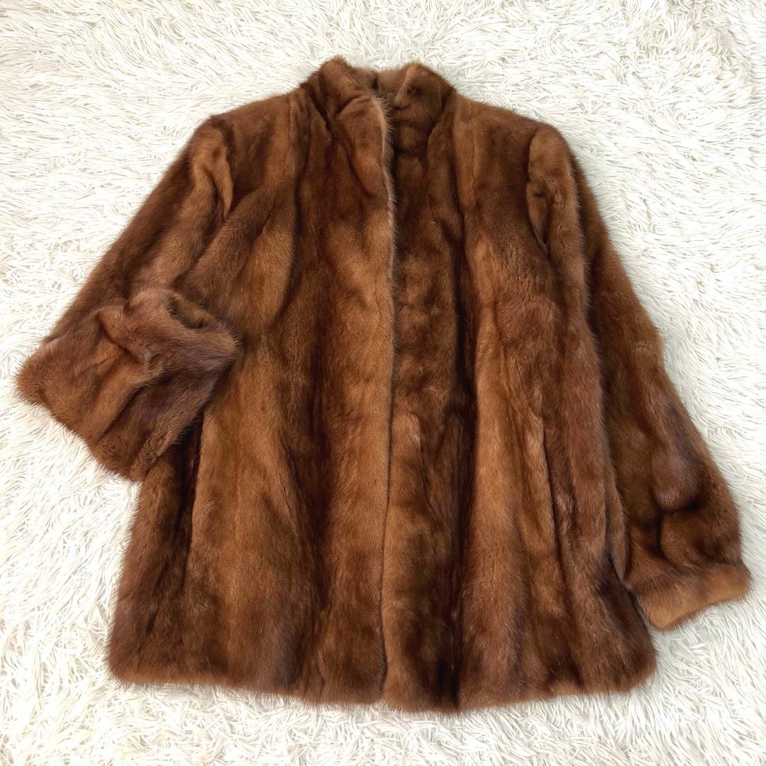 MG Sable FUR 毛皮コート ファーコート ミンク ブラウン L