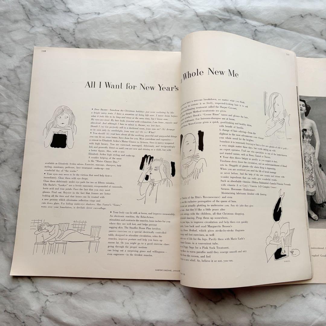 BAZAAR 1955年1月 ワーホル/マティス/コクトー 洋雑誌 ヴィンテージ