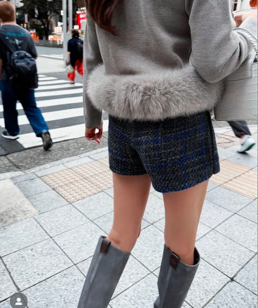 シェリエ　sheller Graph check wrap culottes