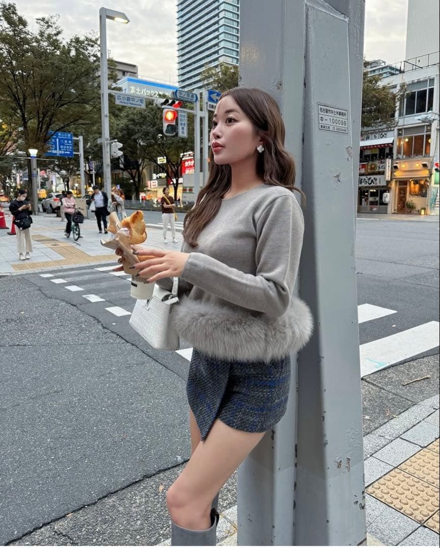 シェリエ　sheller Graph check wrap culottes