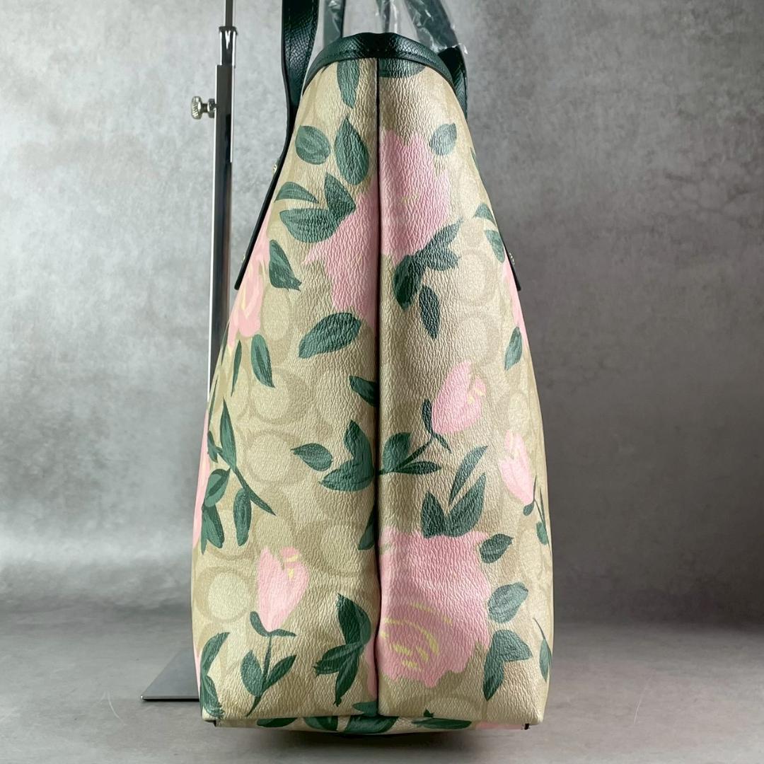 未使用級✨コーチ トートバッグ 花柄 ポーチ付き A4収納 肩掛け