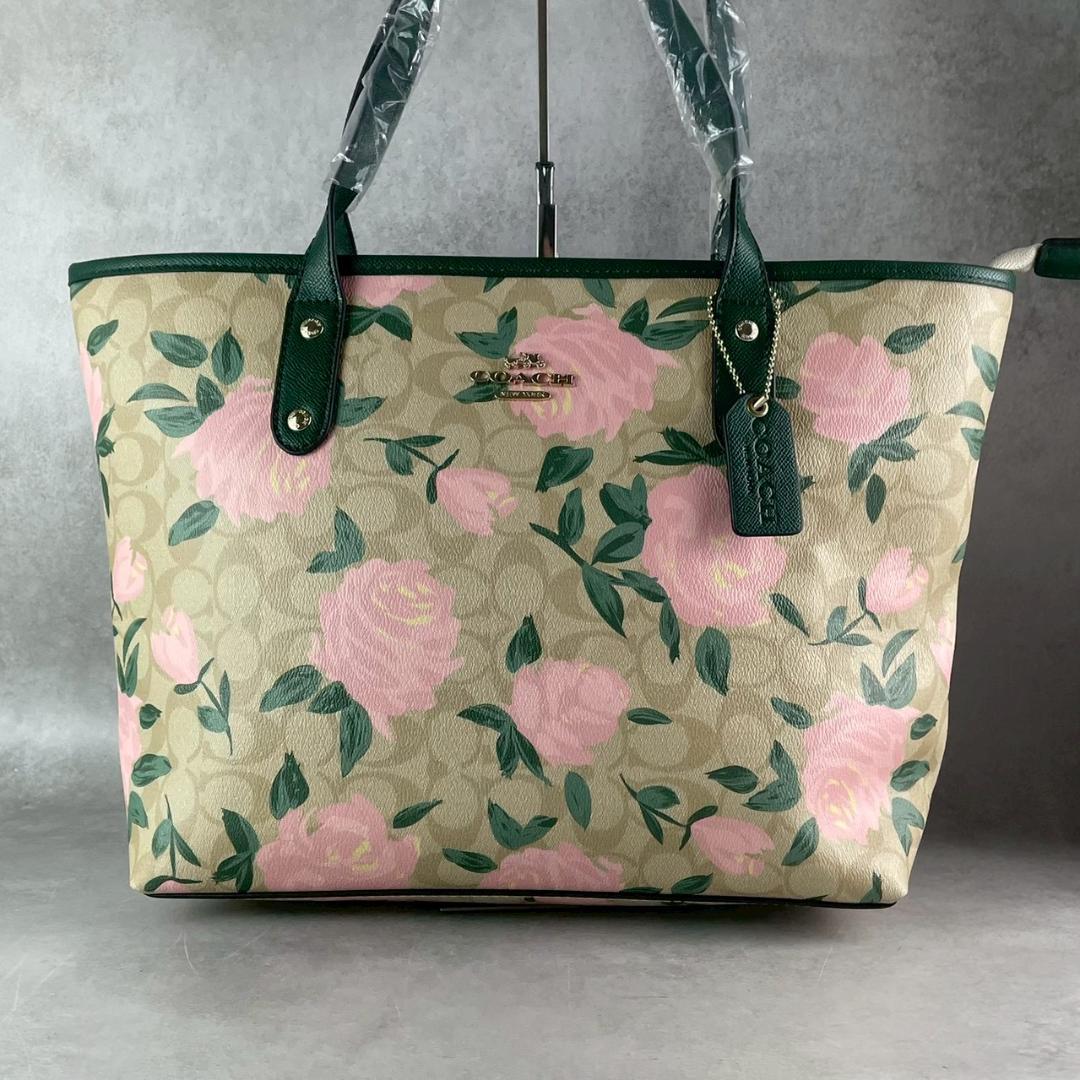 未使用級✨コーチ トートバッグ 花柄 ポーチ付き A4収納 肩掛け
