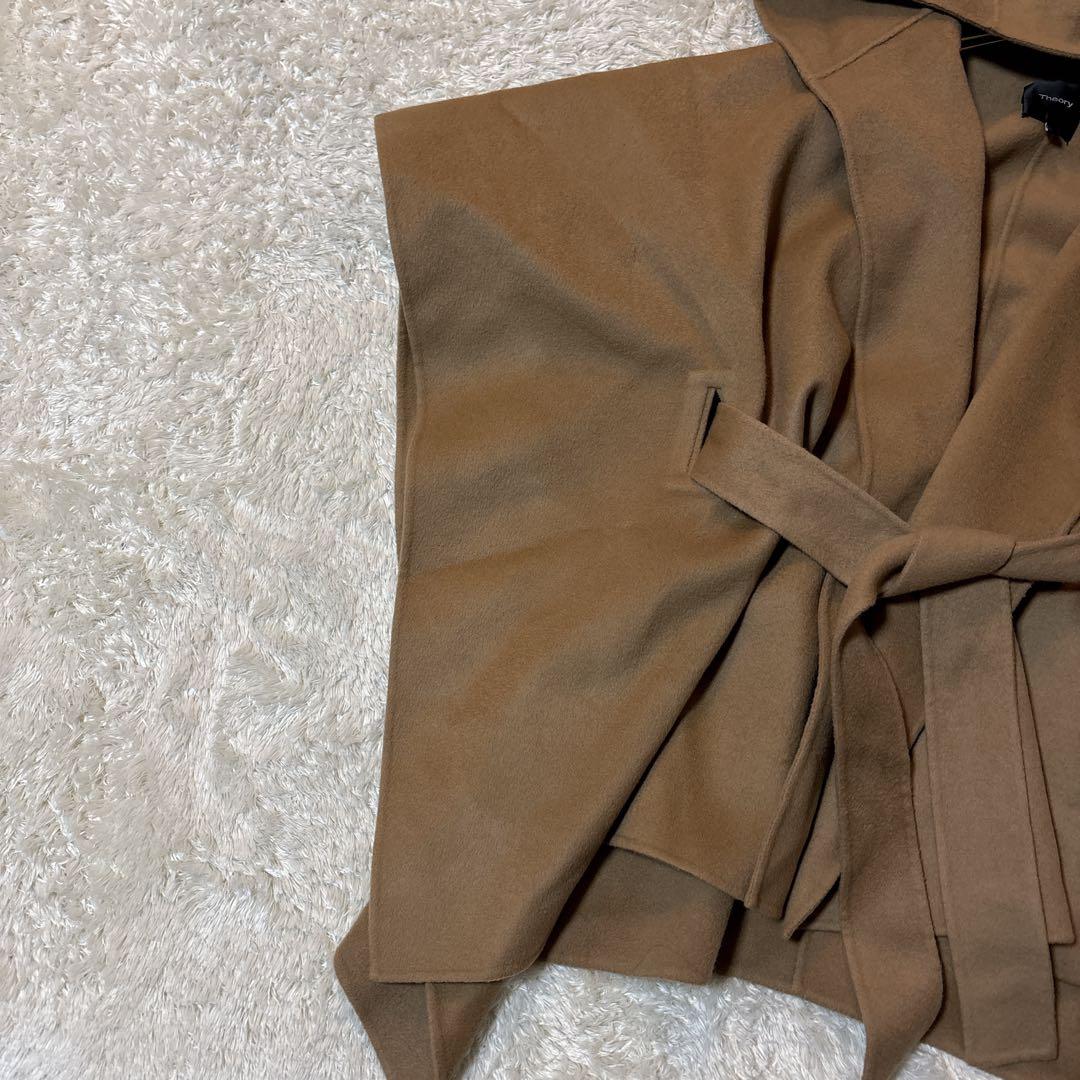 美品＊Theory　現行　ポンチョ　ベルト付き　カシミヤ　ウール　キャメル