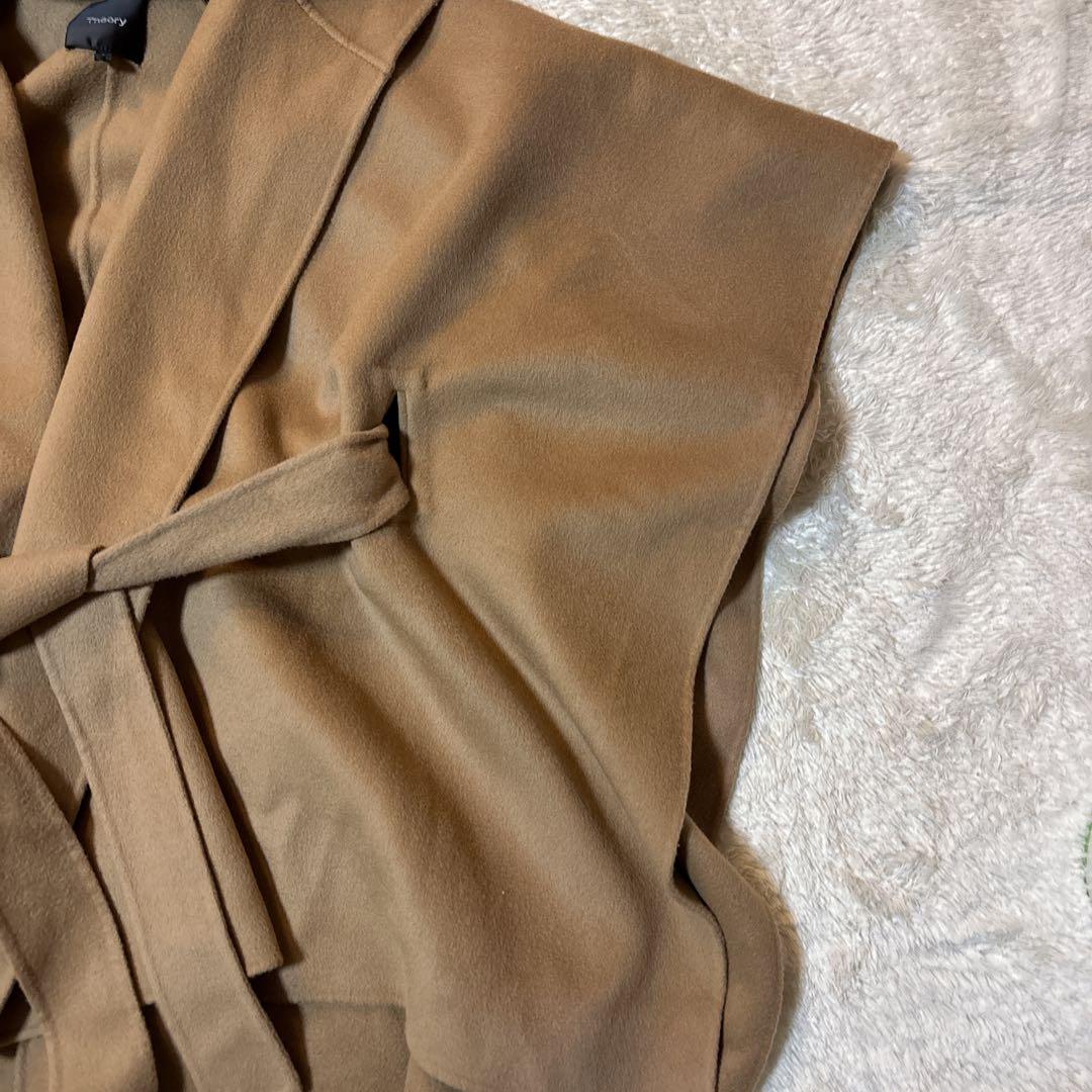 美品＊Theory　現行　ポンチョ　ベルト付き　カシミヤ　ウール　キャメル
