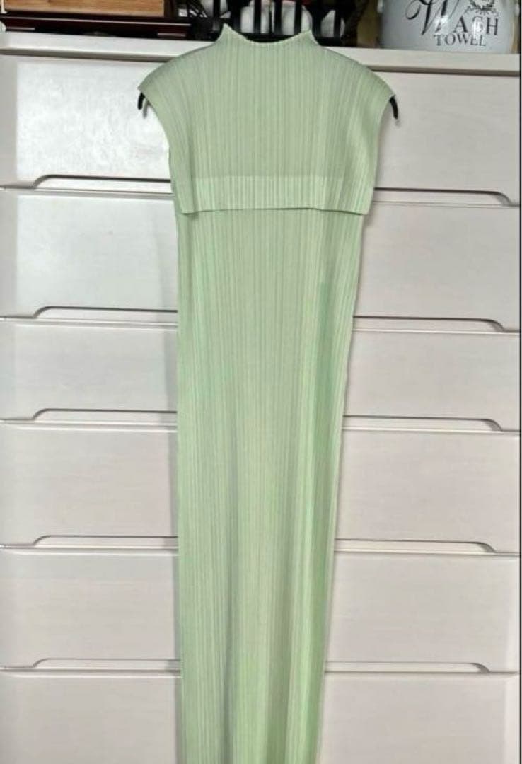 プリーツプリーズMONTHLY JUNE ワンピースWHITE GREEN3