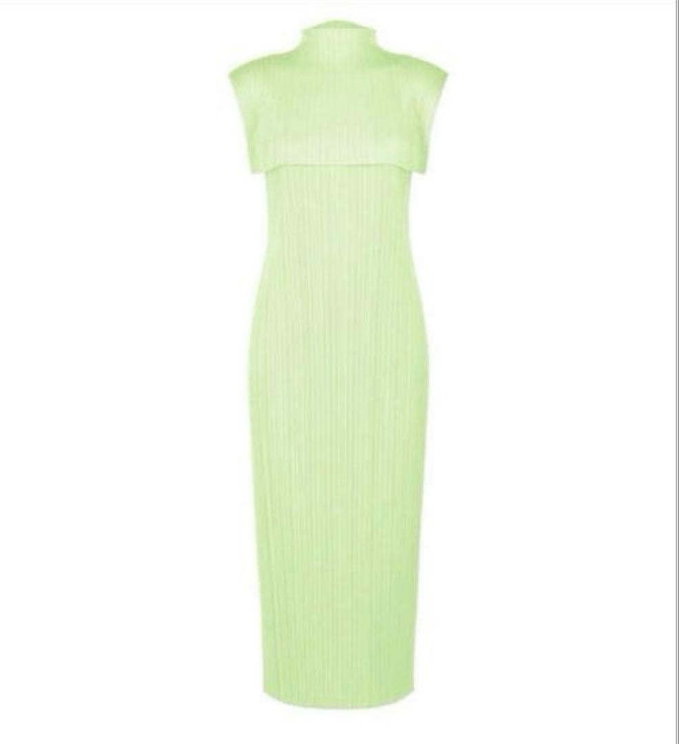 プリーツプリーズMONTHLY JUNE ワンピースWHITE GREEN3