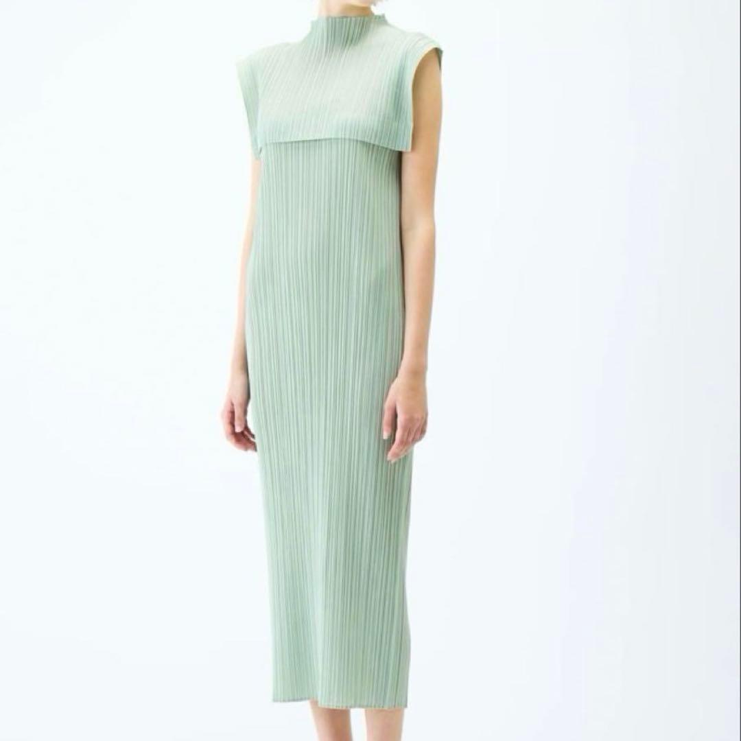 プリーツプリーズMONTHLY JUNE ワンピースWHITE GREEN3