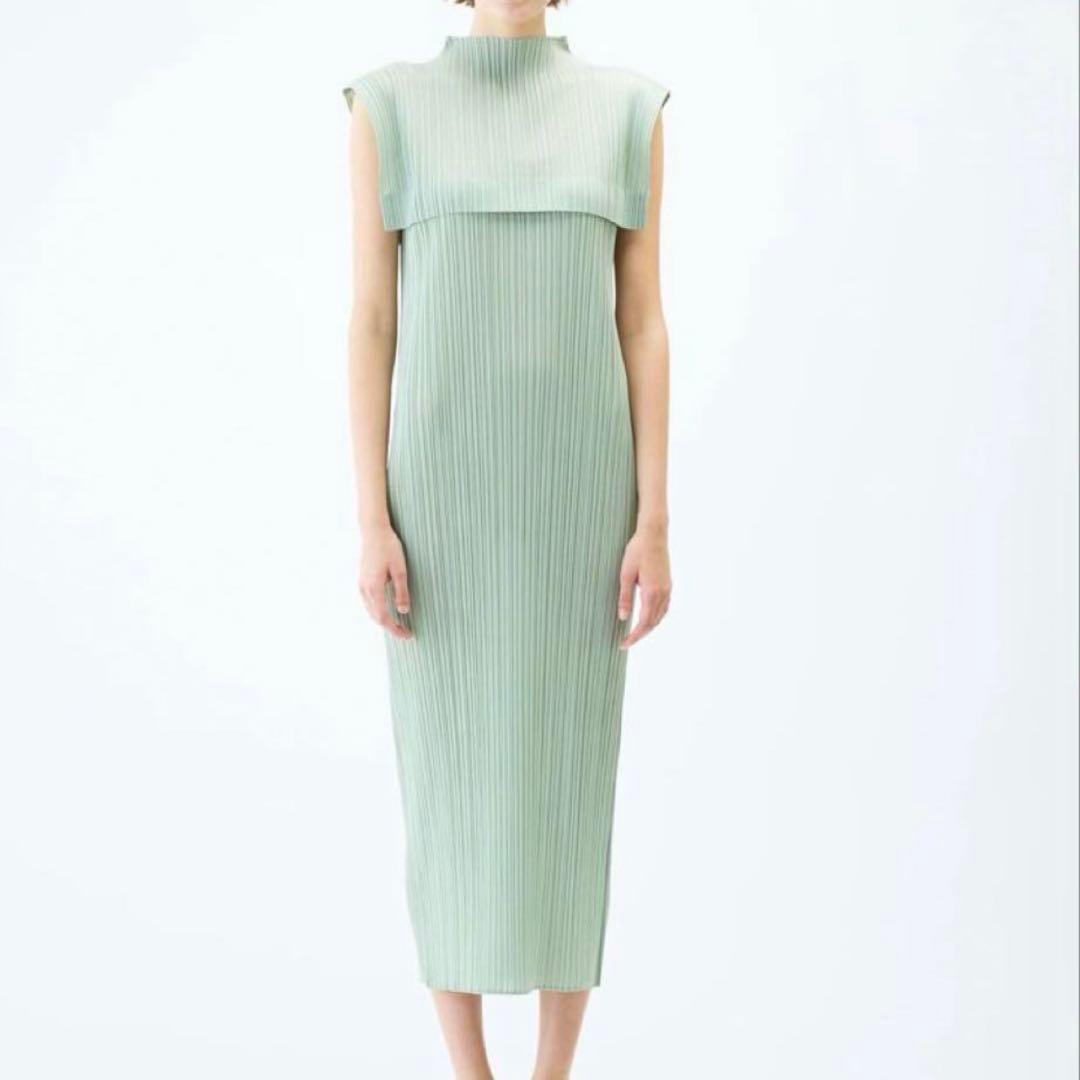 プリーツプリーズMONTHLY JUNE ワンピースWHITE GREEN3