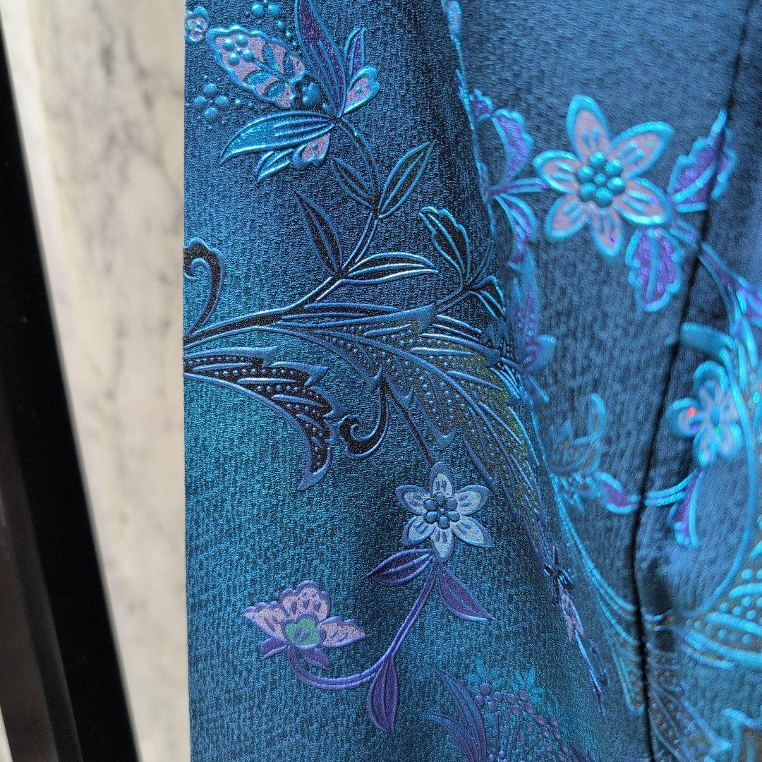 おかぁしゃ〜ん様[和田光正伝統工芸士]叙勲受章者、濃ブルー系付下げ逸品バジックガ