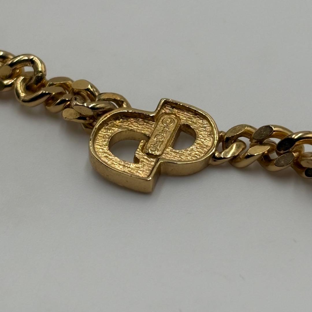 美品 ✨ クリスチャンディオール CDロゴ ラインストーン ネックレス ゴールド