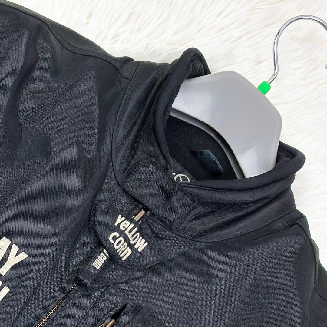 美品　イエローコーン　ナイロン　バイカージャケット　プロテクター付き　L　黒