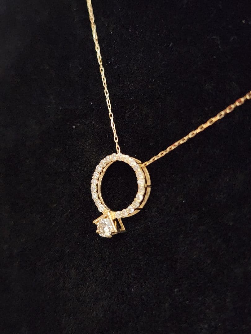 K18ネックレス 45cm 0.20ctダイヤ