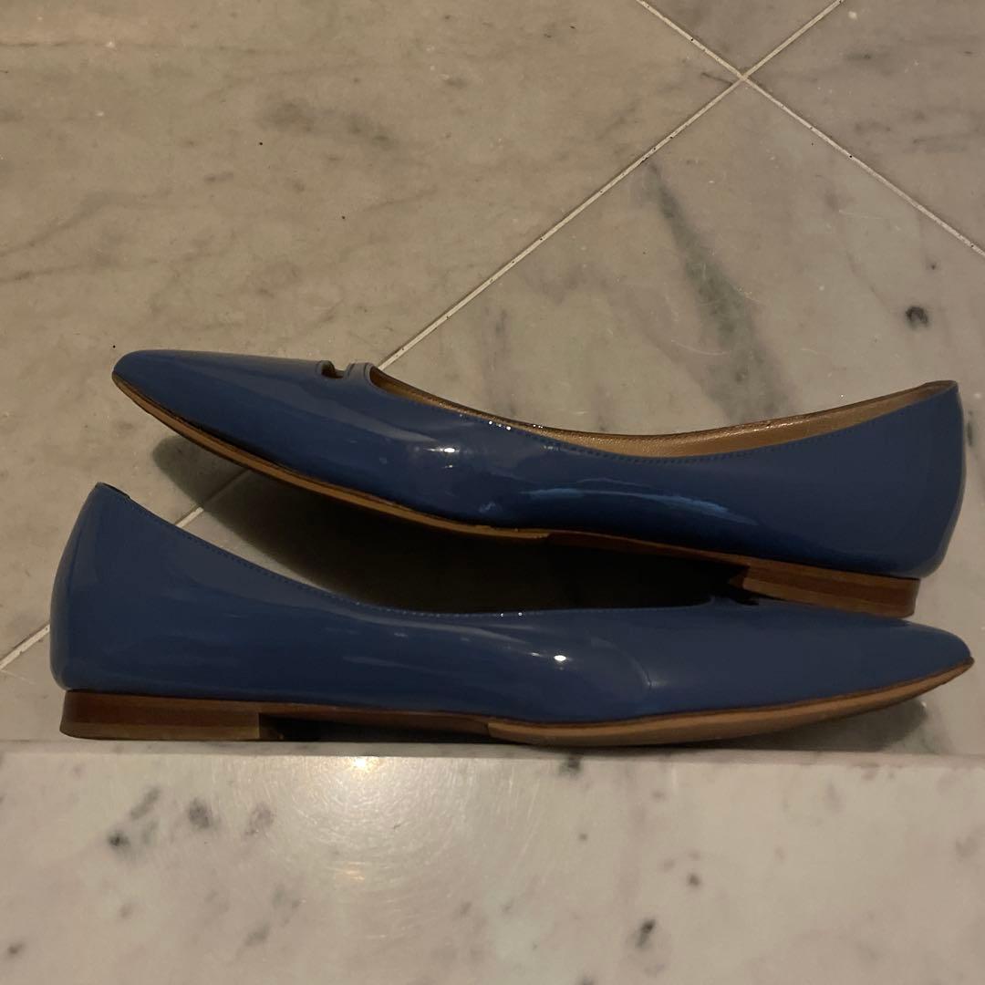 ペリーコ 36 ブルー　エナメル　パテント　フラット