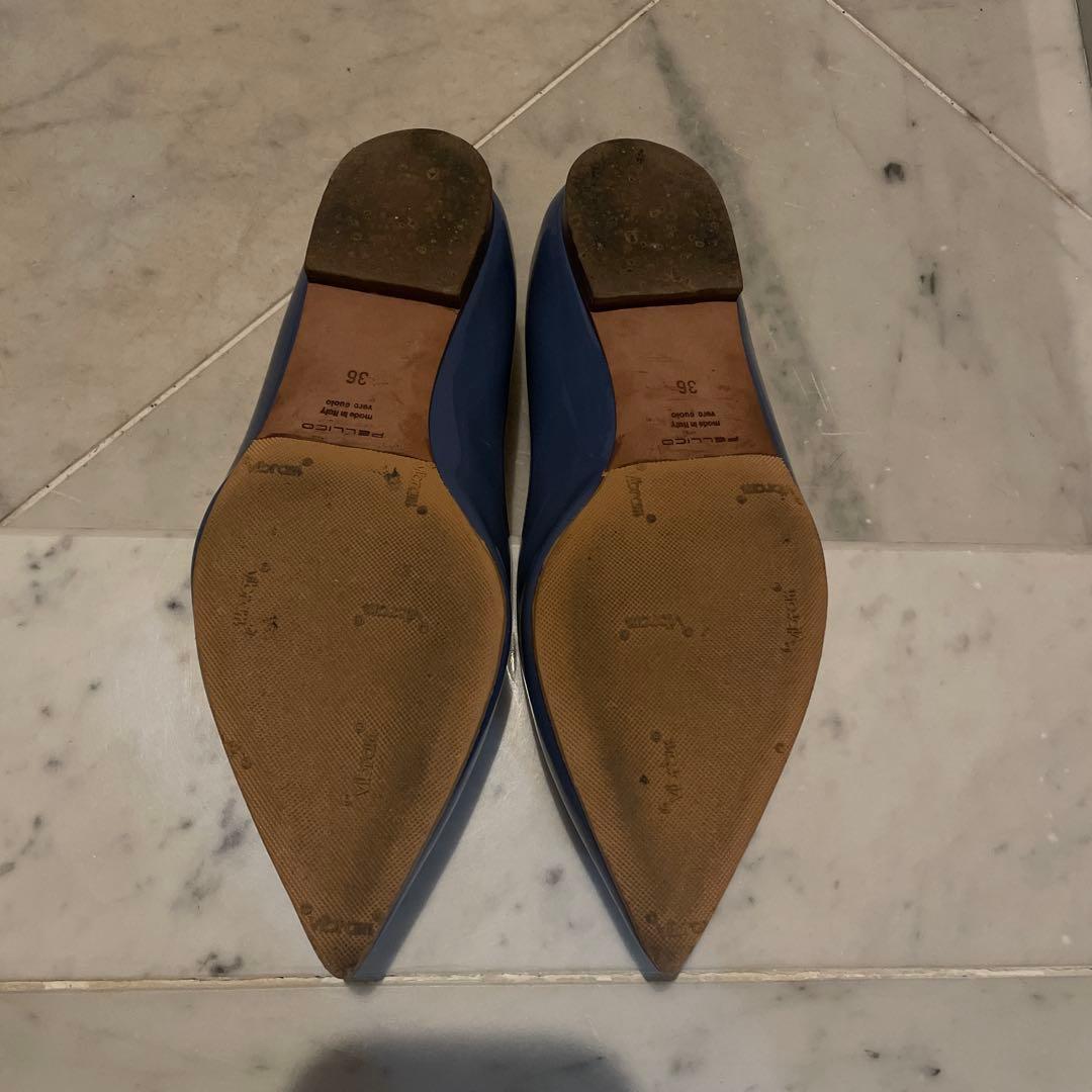 ペリーコ 36 ブルー　エナメル　パテント　フラット