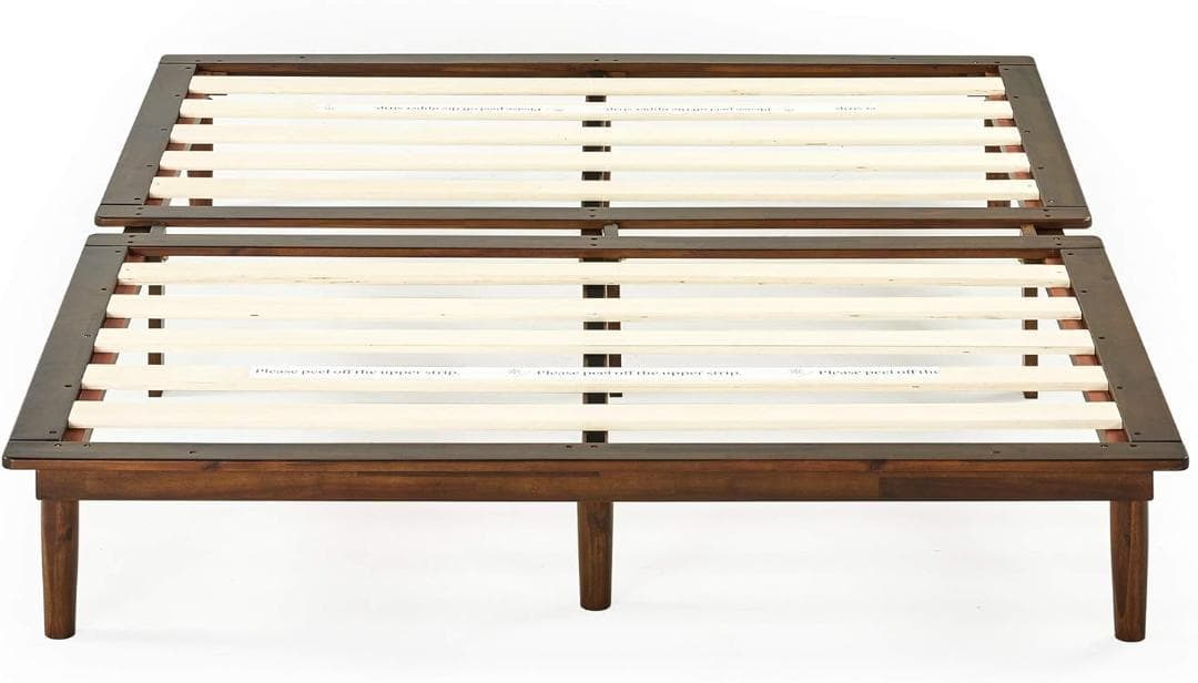 ZINUS 木製 ベッドフレーム セミダブル WoodPlatform ブラウン