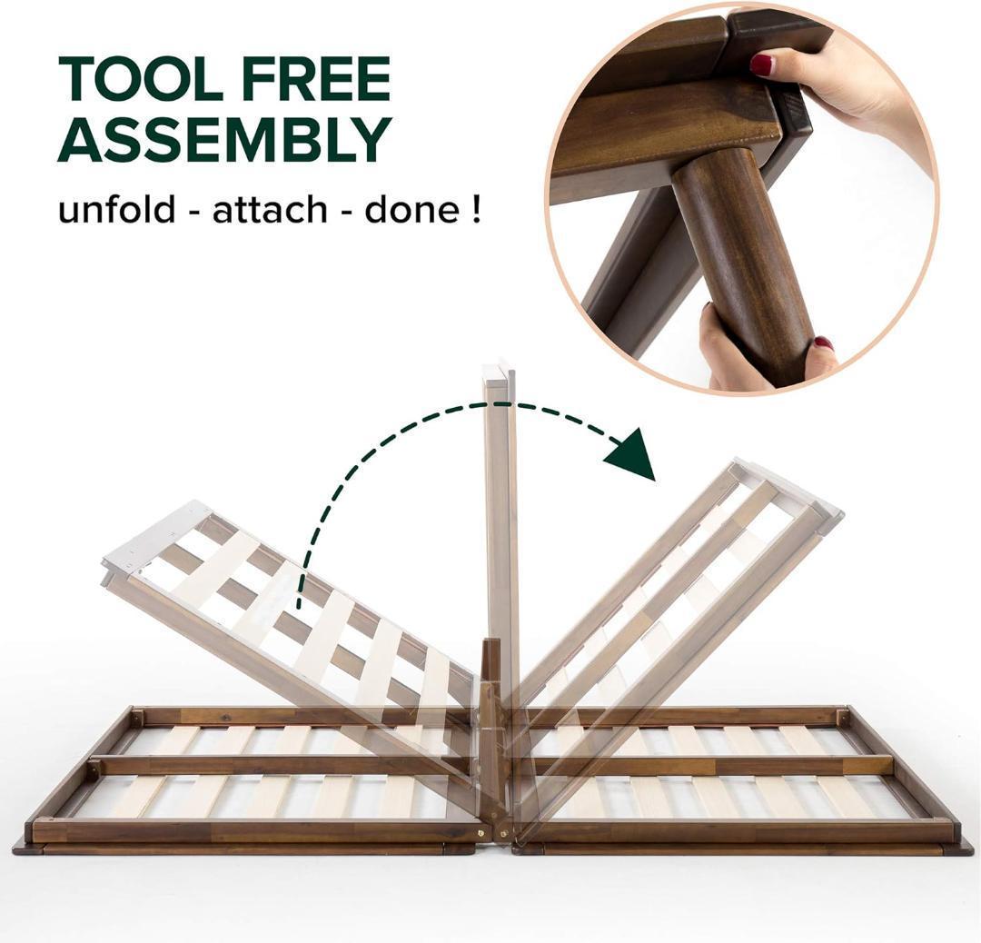 ZINUS 木製 ベッドフレーム セミダブル WoodPlatform ブラウン