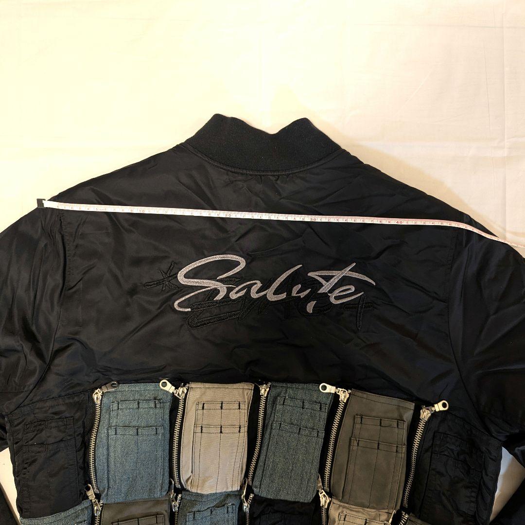 【激レア】SALUTE サルーテ MA-1 マルチポケット 背面ロゴ刺繍 黒 M
