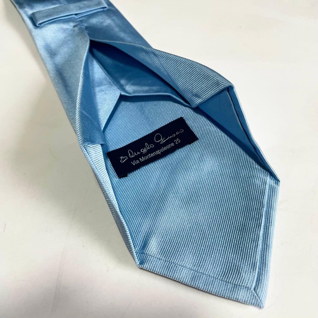 F*u様 アンジェロフスコ セッテピエゲ ネクタイ シルク ライトブルー 美品