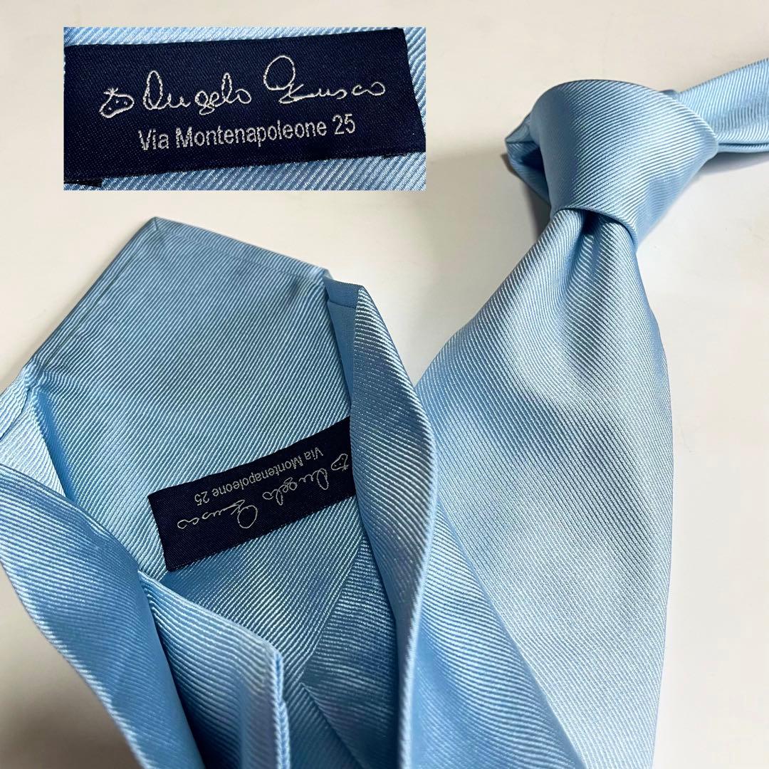 F*u様 アンジェロフスコ セッテピエゲ ネクタイ シルク ライトブルー 美品