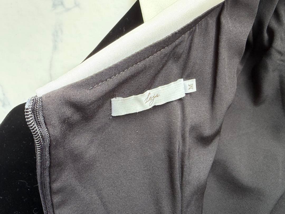 LEJA 配色アシンメトリー ビッグカラーベロア マーメイドドレス ブラック M