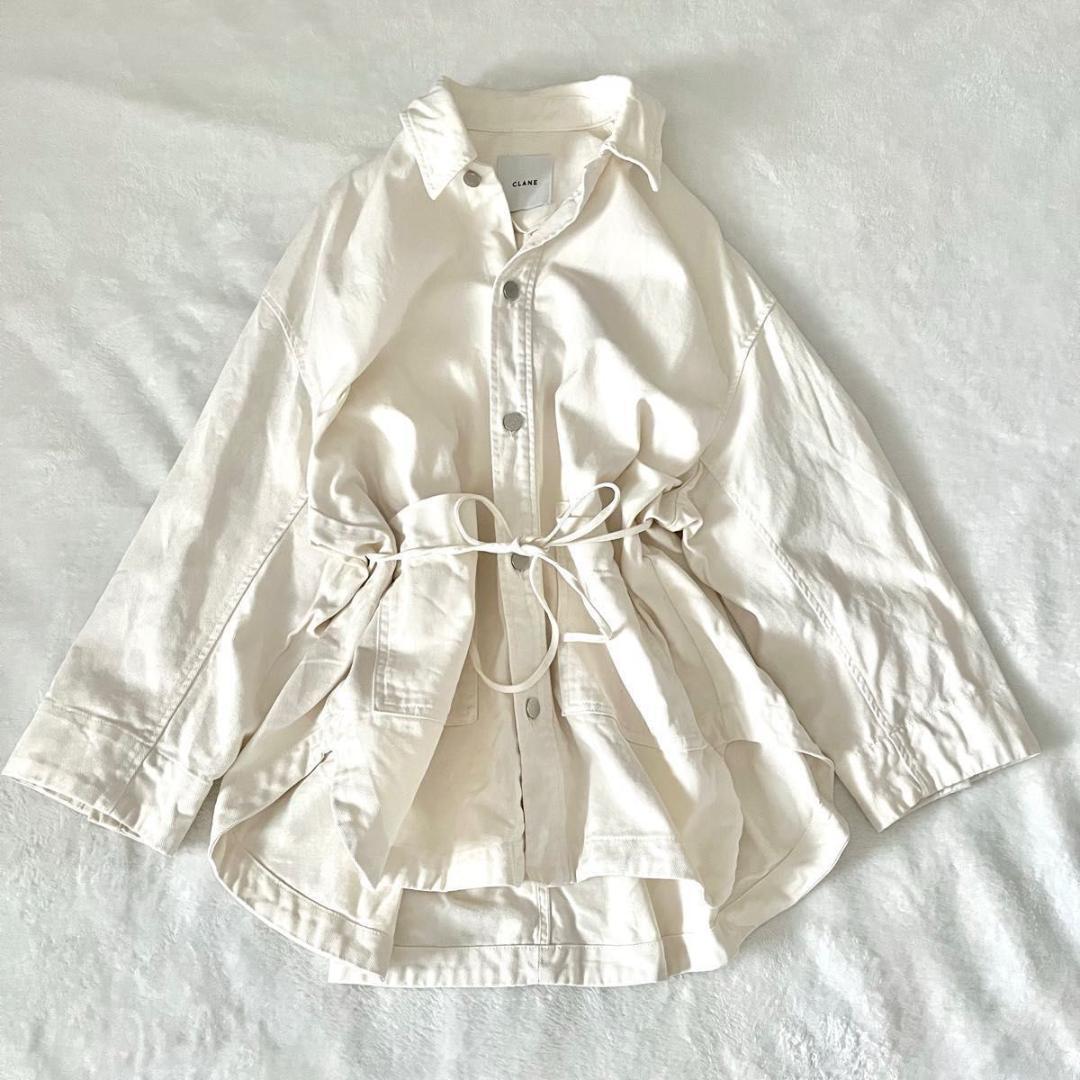 CLANE バックスクイーズデニムジャケット ホワイト　クラネ　gジャン　洗える