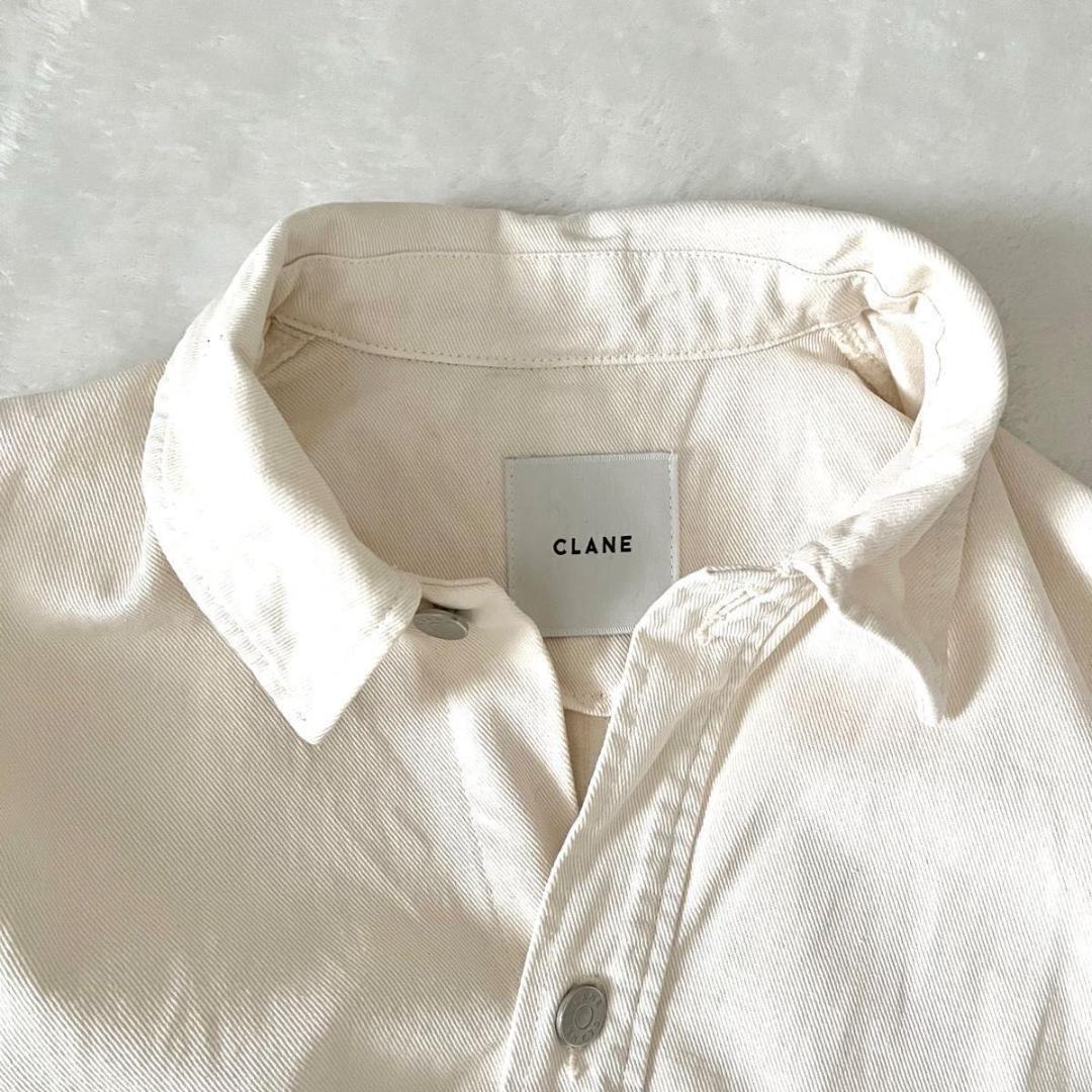 CLANE バックスクイーズデニムジャケット ホワイト　クラネ　gジャン　洗える