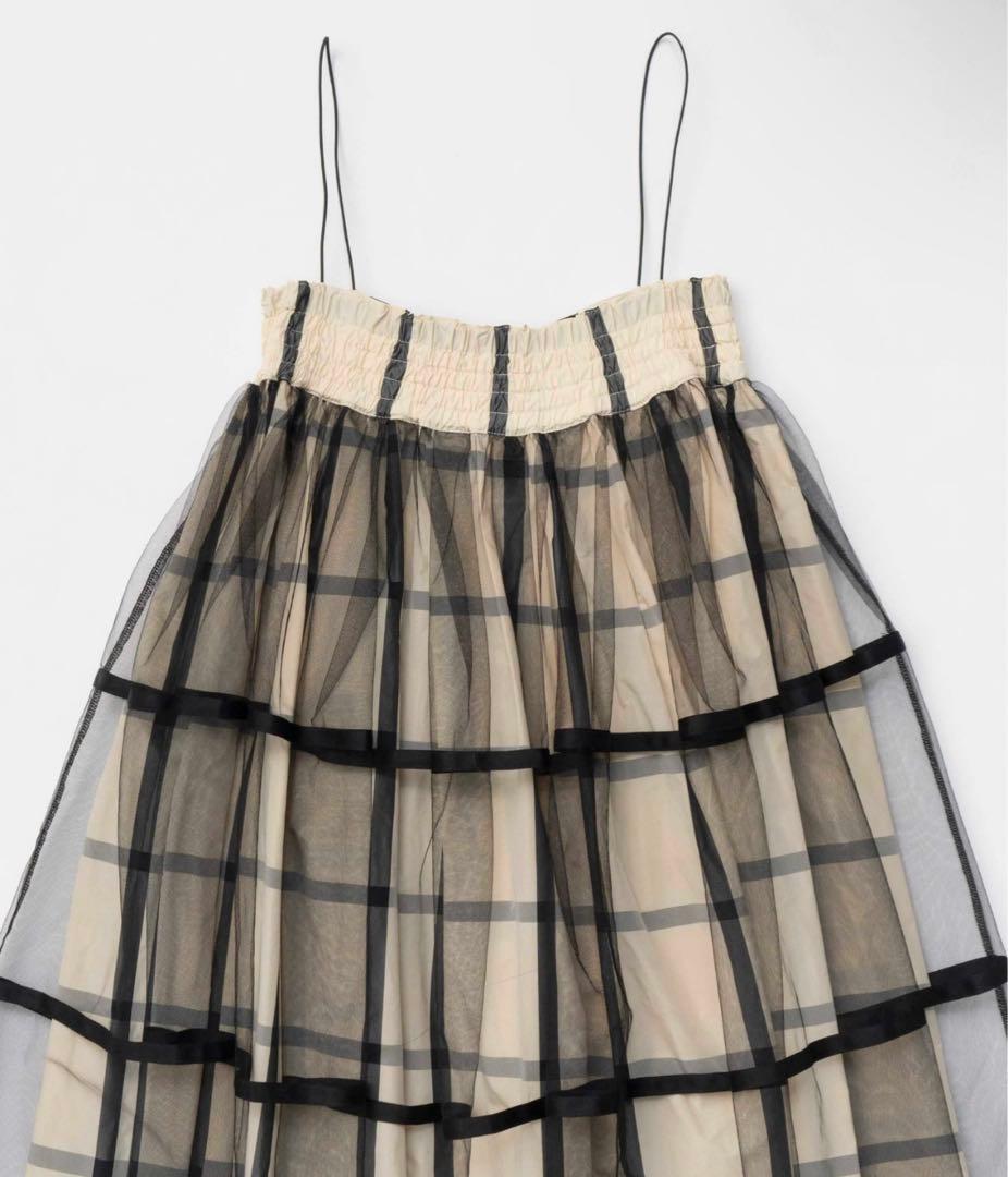 メゾンスペシャル 2wayチュールレイヤードチェックボリュームスカート
