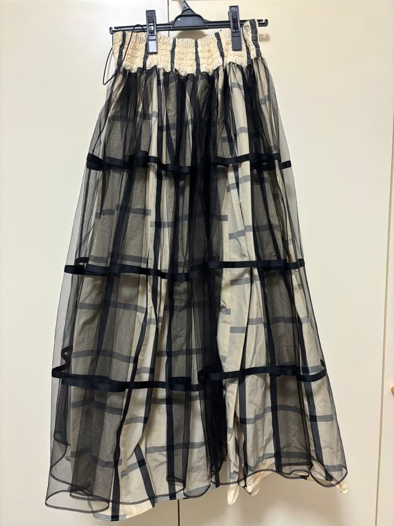 メゾンスペシャル 2wayチュールレイヤードチェックボリュームスカート