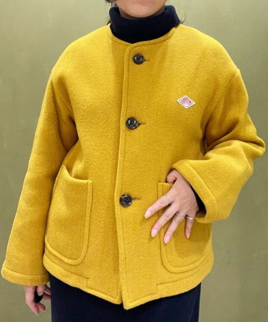 美品★ DANTON ウール ライト パイル ノーカラー ジャケット