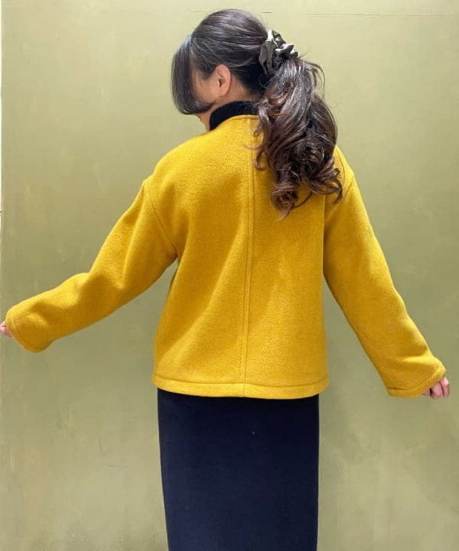 美品★ DANTON ウール ライト パイル ノーカラー ジャケット